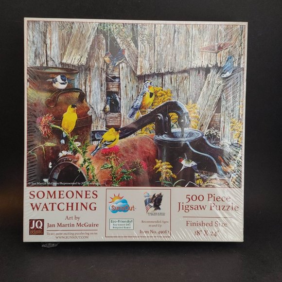 SunsOut Someones Watching 500 Piece Puzzle Bird Rustic Country Sealed New USA - Picture 1 of 7
